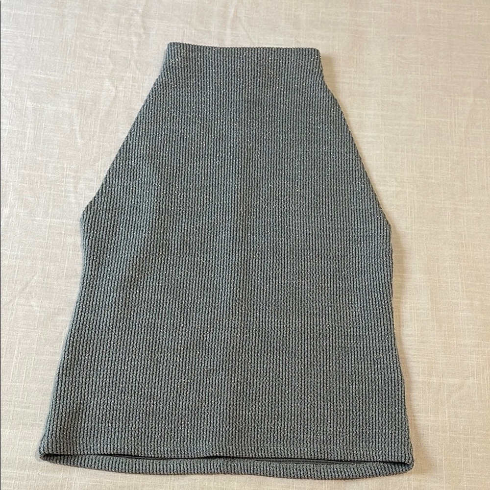 Zara blue sparkle ribbed high neck tank